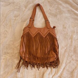Claire's Tan Fringe Shoulder Bag